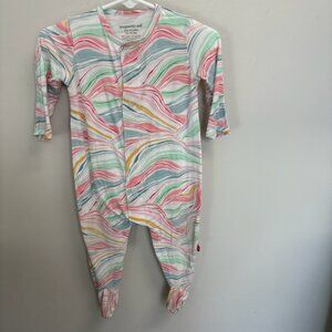 Magnetic Me Footie Pajama Sleeper Baby Girl Size 3-6 Months Modal Colorful Wave
